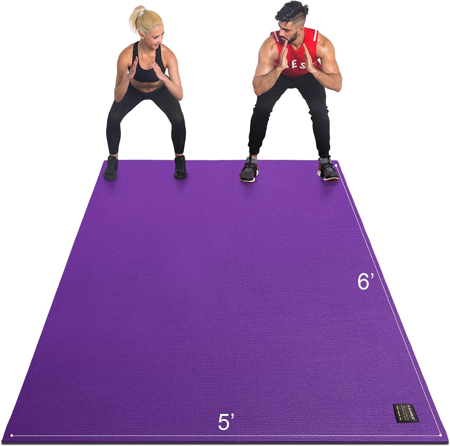 Large Exercise Mat 6'X4'/6'X5'/6'X6'(7Mm), Thick Workout Mats for Home Gym Flooring, Extra Wide Non-Slip Durable Cardio Mat, Shoe Friendly, Perfect for Plyo, MMA, Jump Rope, Weights, Fitness
