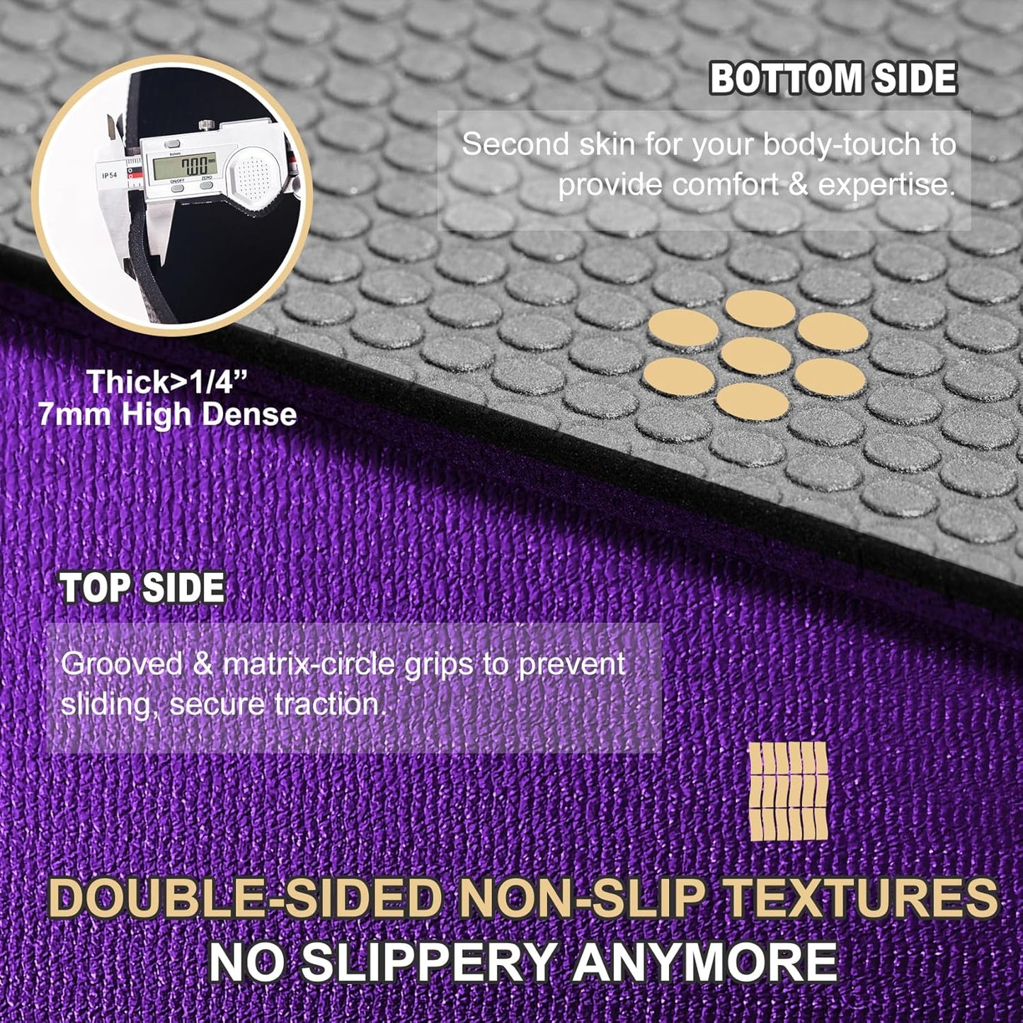 Large Exercise Mat 6'X4'/6'X5'/6'X6'(7Mm), Thick Workout Mats for Home Gym Flooring, Extra Wide Non-Slip Durable Cardio Mat, Shoe Friendly, Perfect for Plyo, MMA, Jump Rope, Weights, Fitness