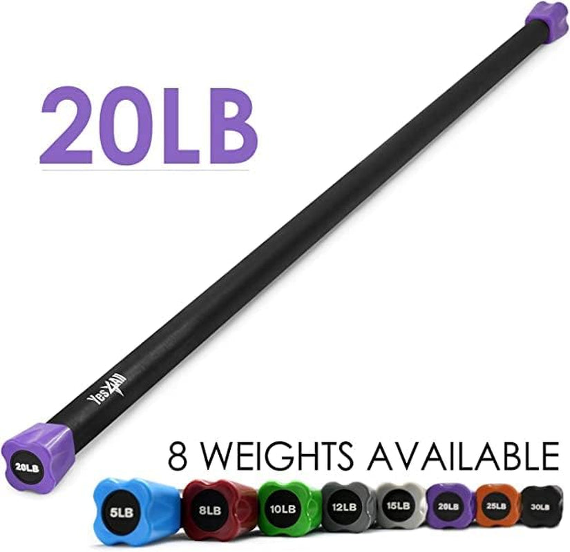 Total Body Workout Weighted Bar, Resistance Band Bar, Racks for Strength Training, Exercise Bar for Yoga in Home and Gym - Single/Combo