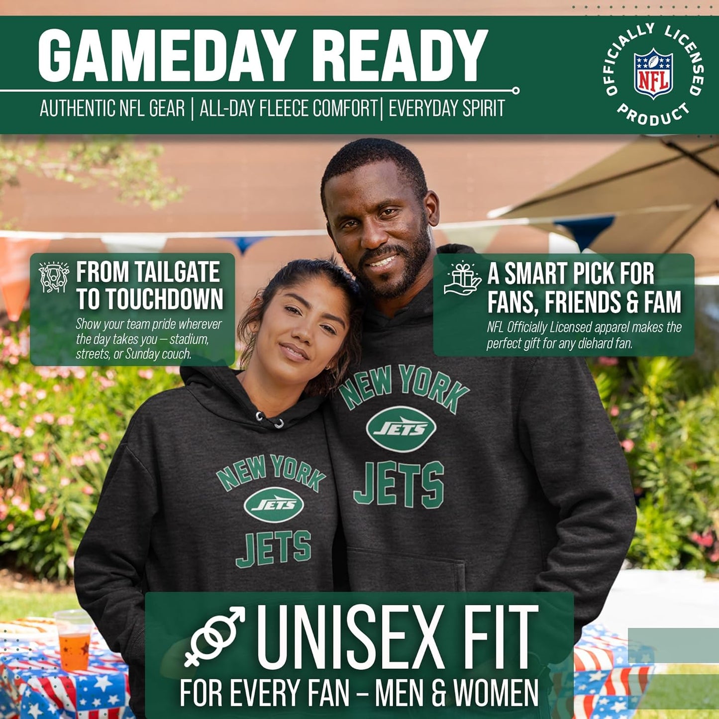 NFL Adult Gameday Hooded Sweatshirt - Poly Fleece Cotton Blend - Stay Warm and Represent Your Team in Style