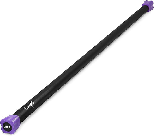 Total Body Workout Weighted Bar, Resistance Band Bar, Racks for Strength Training, Exercise Bar for Yoga in Home and Gym - Single/Combo