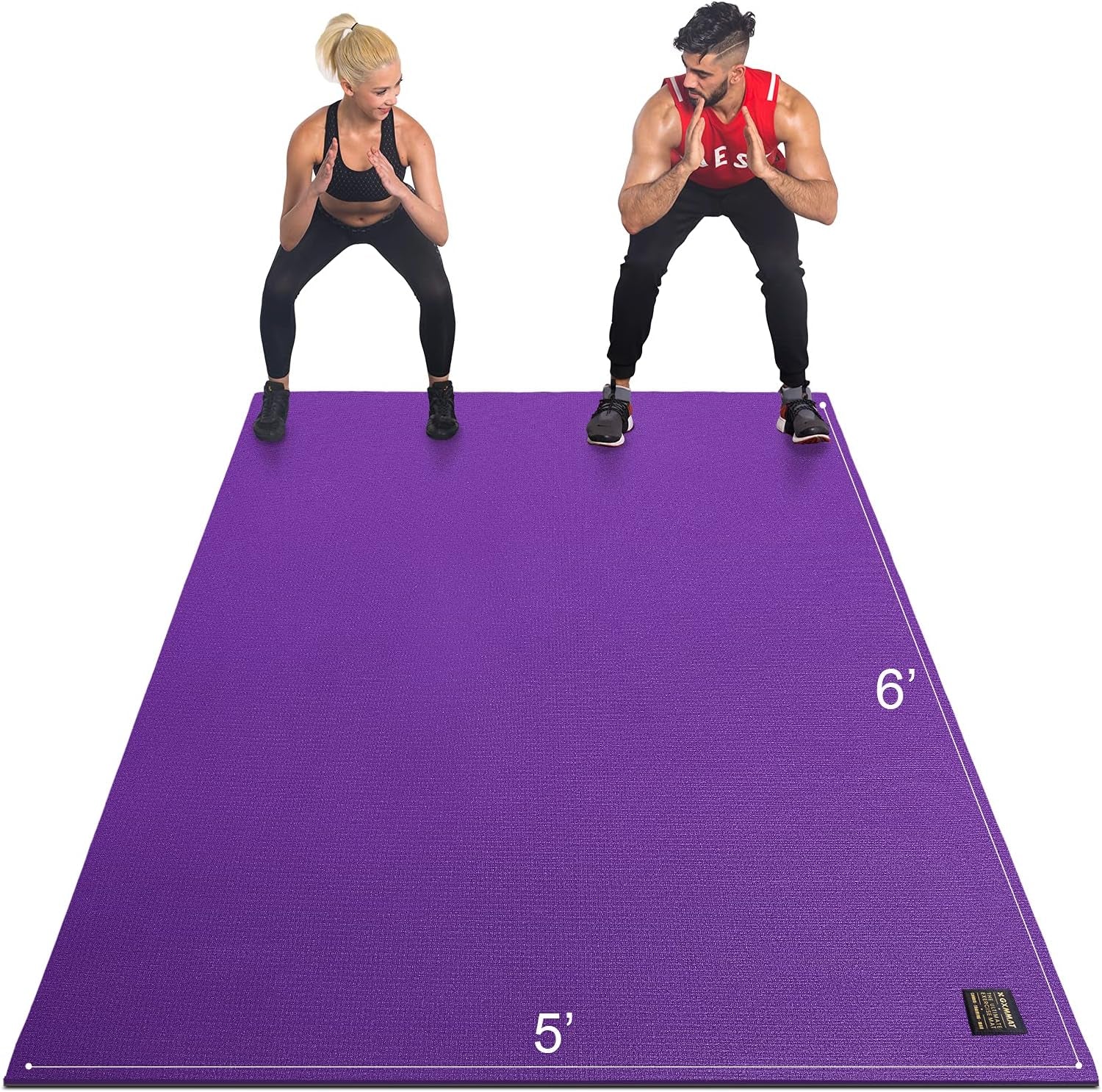 Large Exercise Mat 6'X4'/6'X5'/6'X6'(7Mm), Thick Workout Mats for Home Gym Flooring, Extra Wide Non-Slip Durable Cardio Mat, Shoe Friendly, Perfect for Plyo, MMA, Jump Rope, Weights, Fitness