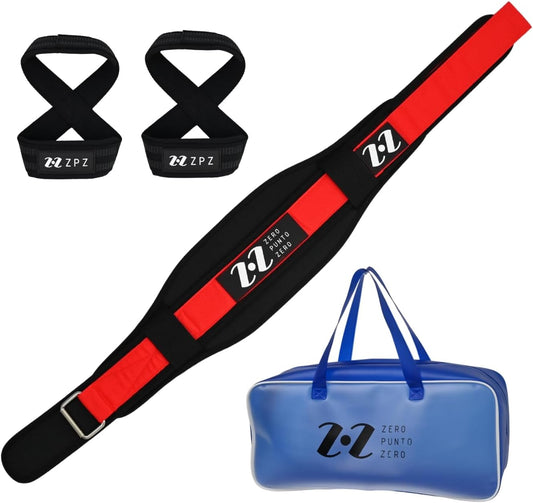  Weight Training Kit – Squats and Deadlift – Gym Portable Bag, 8-Figure Wrist Straps & Weightlifting Belt – Perfect for Men & Women Strength Training, Squats & Weight Workouts